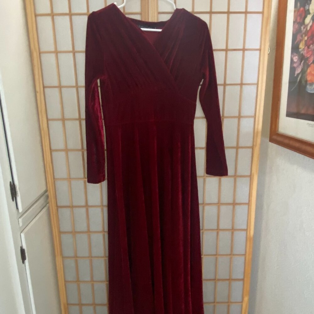 Velvet Burgandy Floor Length Maxi Dress